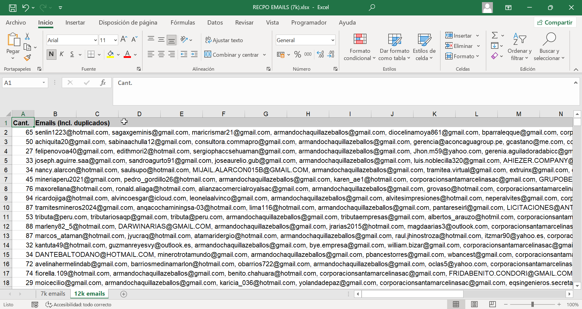 RECPO base de datos excel 2